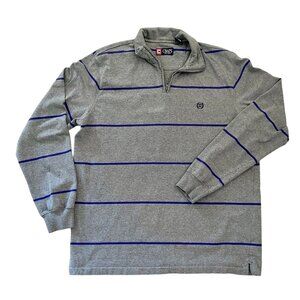 Vintage Chaps Mens Size XL Stripe Pullover Cotton Sweatshirt Sweater Gray Purple